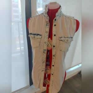 Garage denim look button up blouse